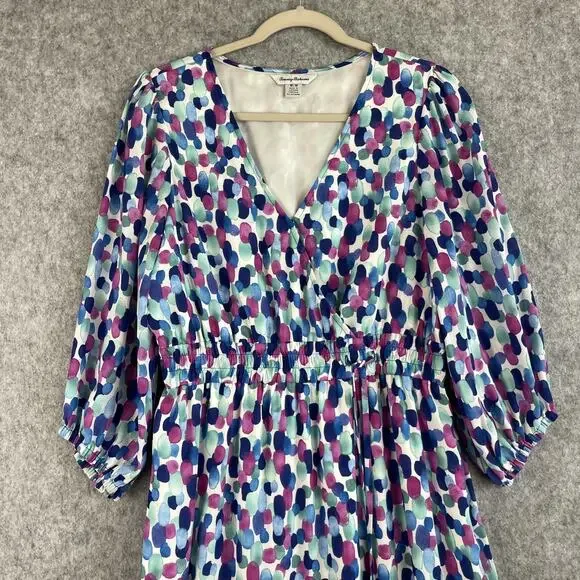 Tommy Bahama Tiered Maxi Dress Womens Medium Splendid Sea Tassel Resort Tropical - Picture 4 of 16